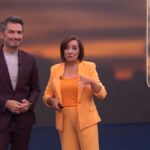 Carlos del Amor y Pepa Bueno en el cierre del Telediario 2.