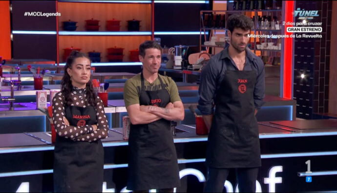 Marina Rivers, Juanjo Ballesta y Juan Betancourt en 'MasterChef Celebrity Legends'